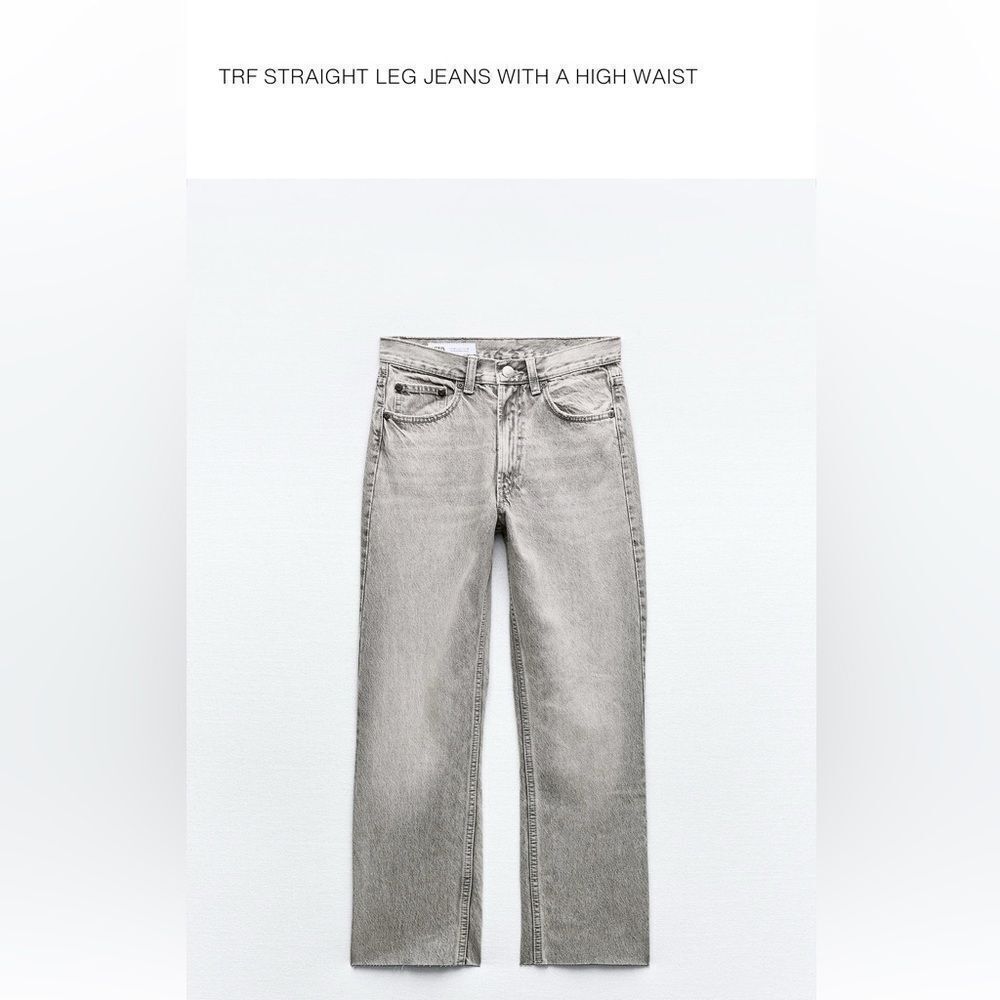 Zara Straight Leg Jeans in Light Gray